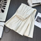 Breathable cotton and linen blend pleated flare skirt cake skirt