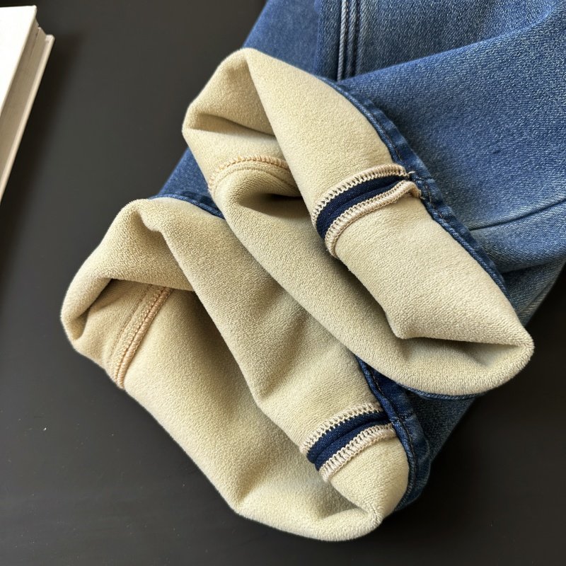 重磅厚绒！发热加倍弹力超弹厚实保暖绒加绒窄版直筒浅蓝牛仔裤女,淘宝优惠券,粉丝福利购,淘宝优惠卷