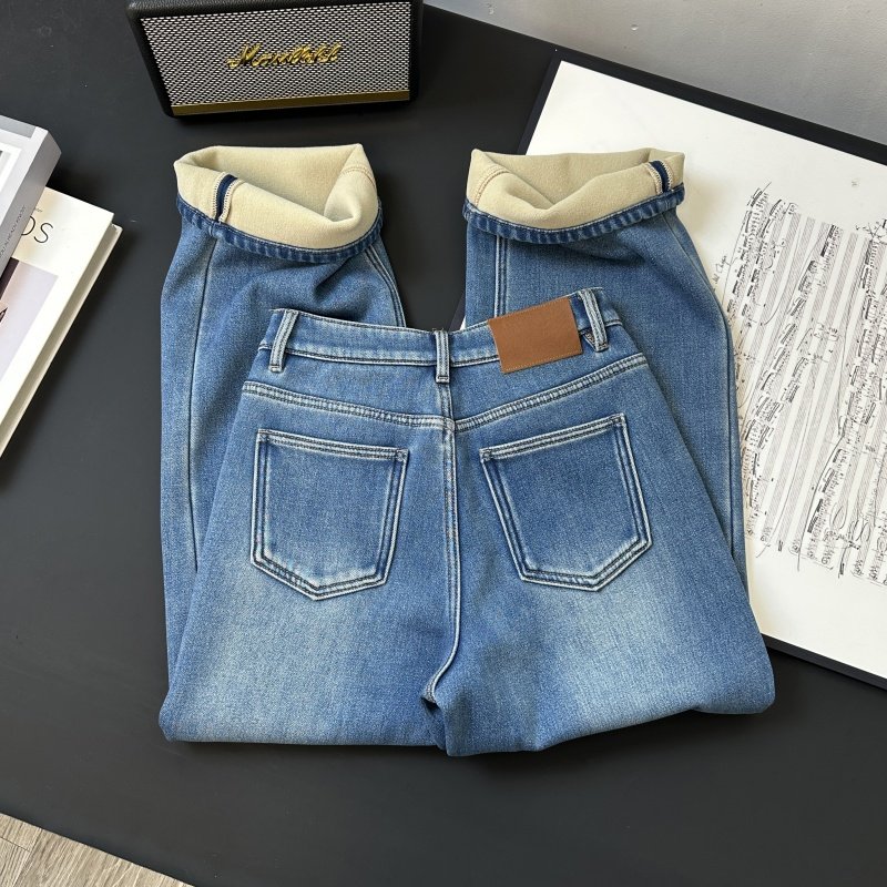 重磅厚绒！发热加倍弹力超弹厚实保暖绒加绒窄版直筒浅蓝牛仔裤女,淘宝优惠券,粉丝福利购,淘宝优惠卷