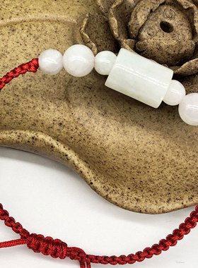原创设计风缅甸翡翠编织红绳手链