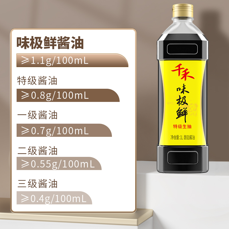 千禾味极鲜1L-2特级生抽酿造酱油凉拌炒菜烹饪夏日打卤面调料增鲜 - 图1