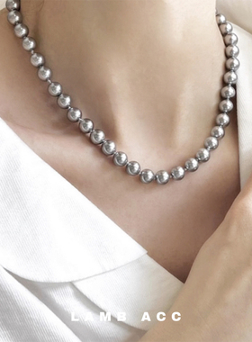 LAMB ACC 时髦轻奢 高级感银灰色施家珍珠叠戴锁骨链项链