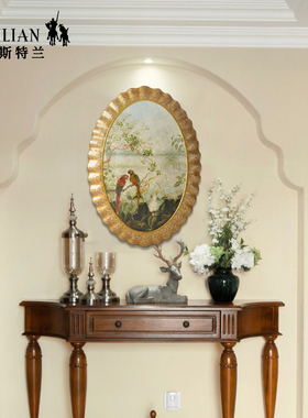 玄关挂画彩绘雕刻金箔金箔客厅