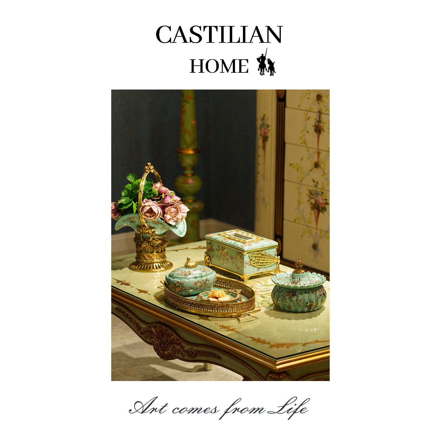 卡斯特兰花之恋家居软装法式客厅水果碗纸巾盒花瓶托盘点心碟套装,淘宝优惠券,粉丝福利购,淘宝优惠卷