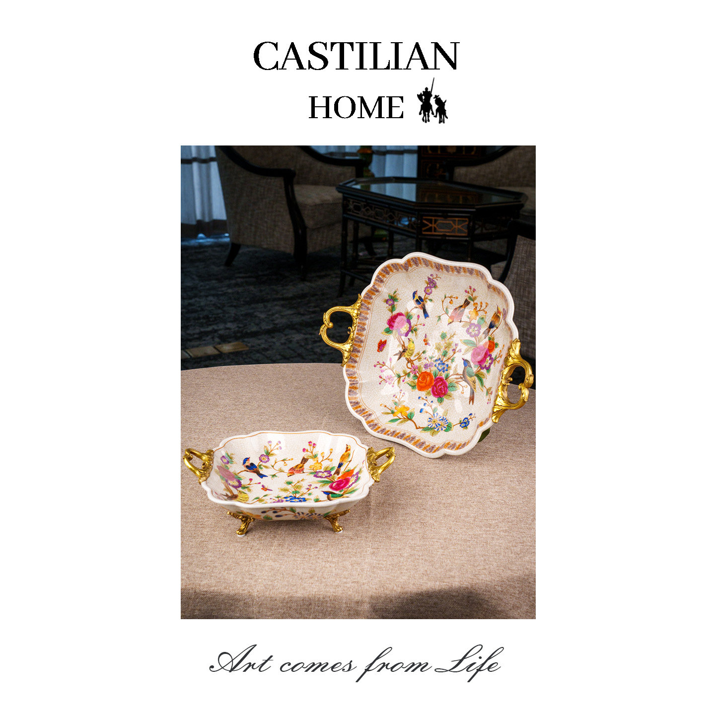 欧式高档轻奢陶瓷点心碟客厅茶几家用干果盘零食盘托盘摆件C5708,淘宝优惠券,粉丝福利购,淘宝优惠卷