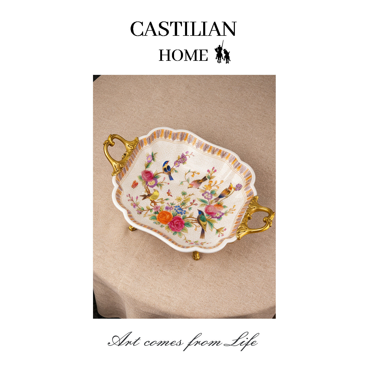 欧式高档轻奢陶瓷点心碟客厅茶几家用干果盘零食盘托盘摆件C5708,淘宝优惠券,粉丝福利购,淘宝优惠卷