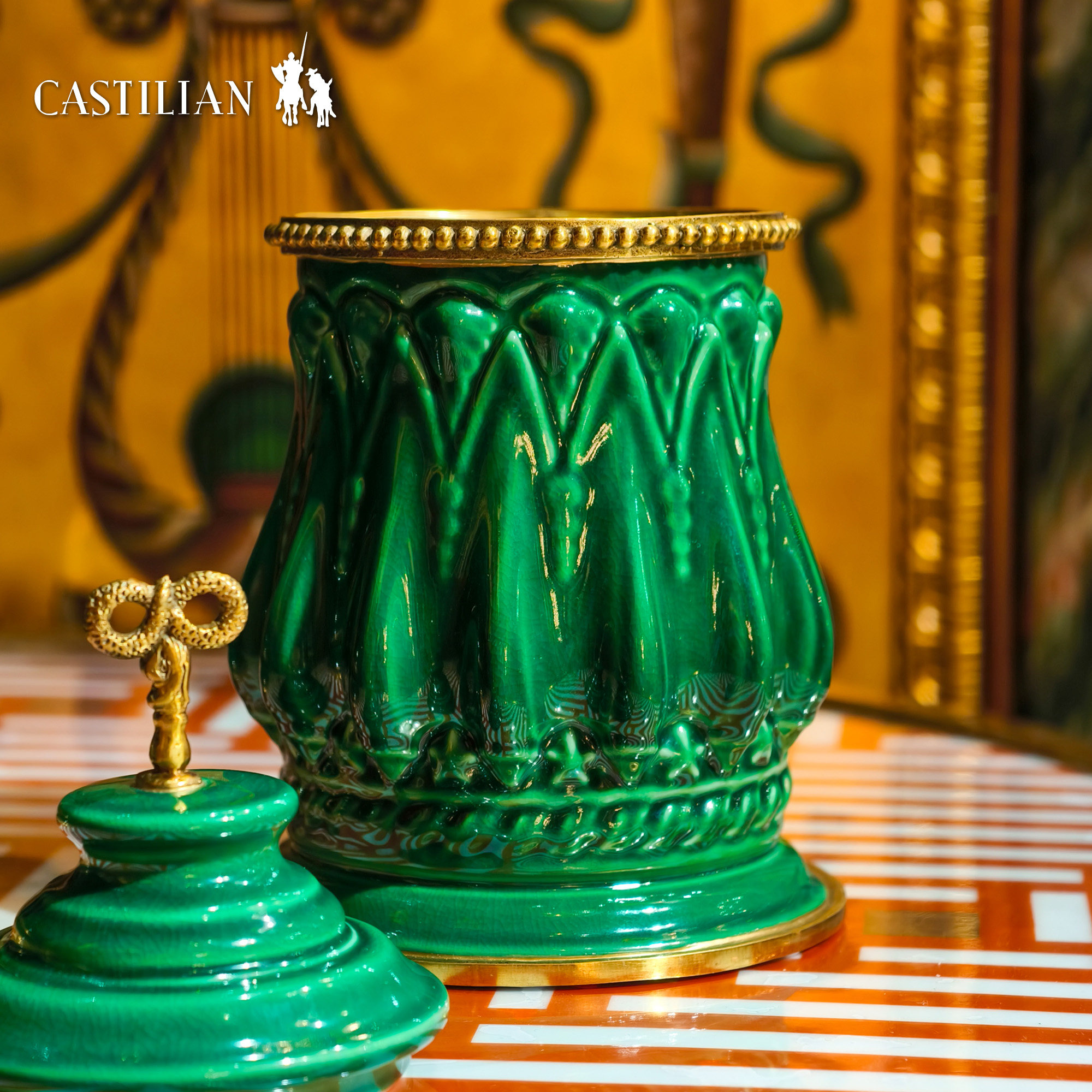 卡斯特兰祖母绿系列铜配陶瓷罐客厅桌面咖啡罐储物饰品摆件C5996,淘宝优惠券,粉丝福利购,淘宝优惠卷