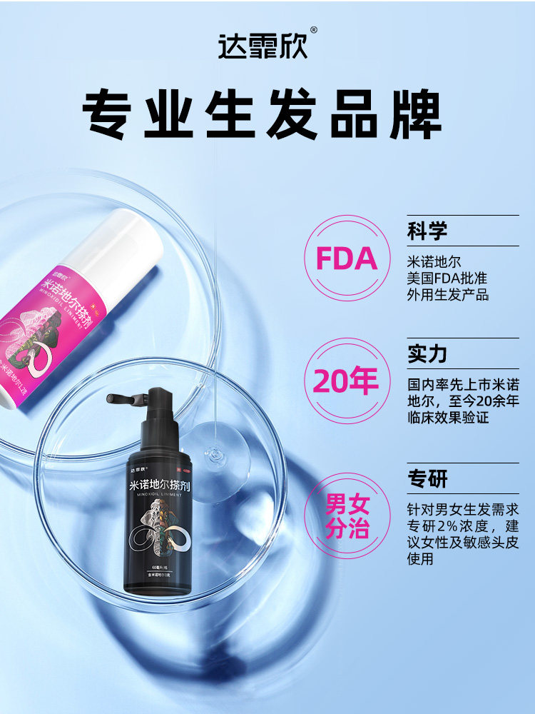 达霏欣酊5%60ml防脱发米诺地尔搽剂 阿康大药房白发脱发