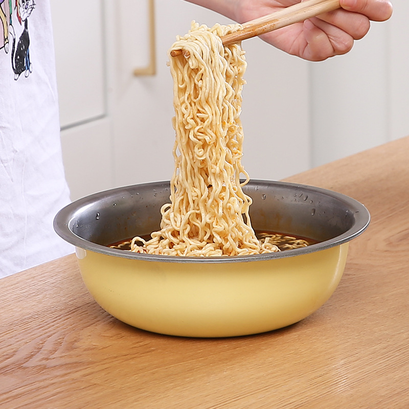 五件套装碗大盆碗铁碗彩色不锈钢汤碗家用大号泡面碗汤盆食堂餐具