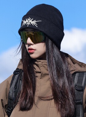 护目镜保暖帽子男秋冬细针织套头帽女凉帽情侣户外防风登山运动帽