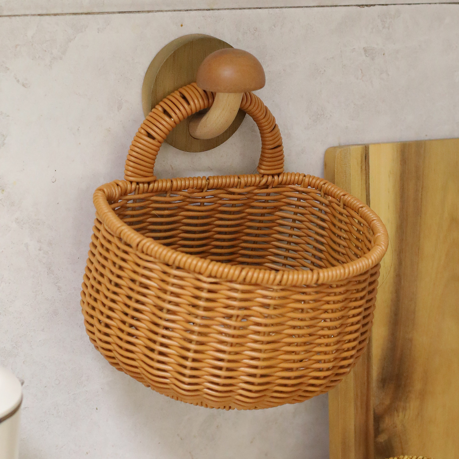 厨房壁挂式葱姜蒜收纳篮仿藤编浴室卫生间挂篮免打孔挂墙置物物,淘宝优惠券,粉丝福利购,淘宝优惠卷