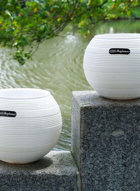 懒人桌面塑料树脂球形花盆自动吸水简约免浇水球型水培圆盆