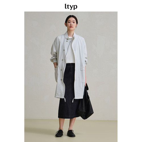ltyp旅途原品【5折微瑕】皱感工装风衣外套 立领通勤设计感大衣女 - 图2