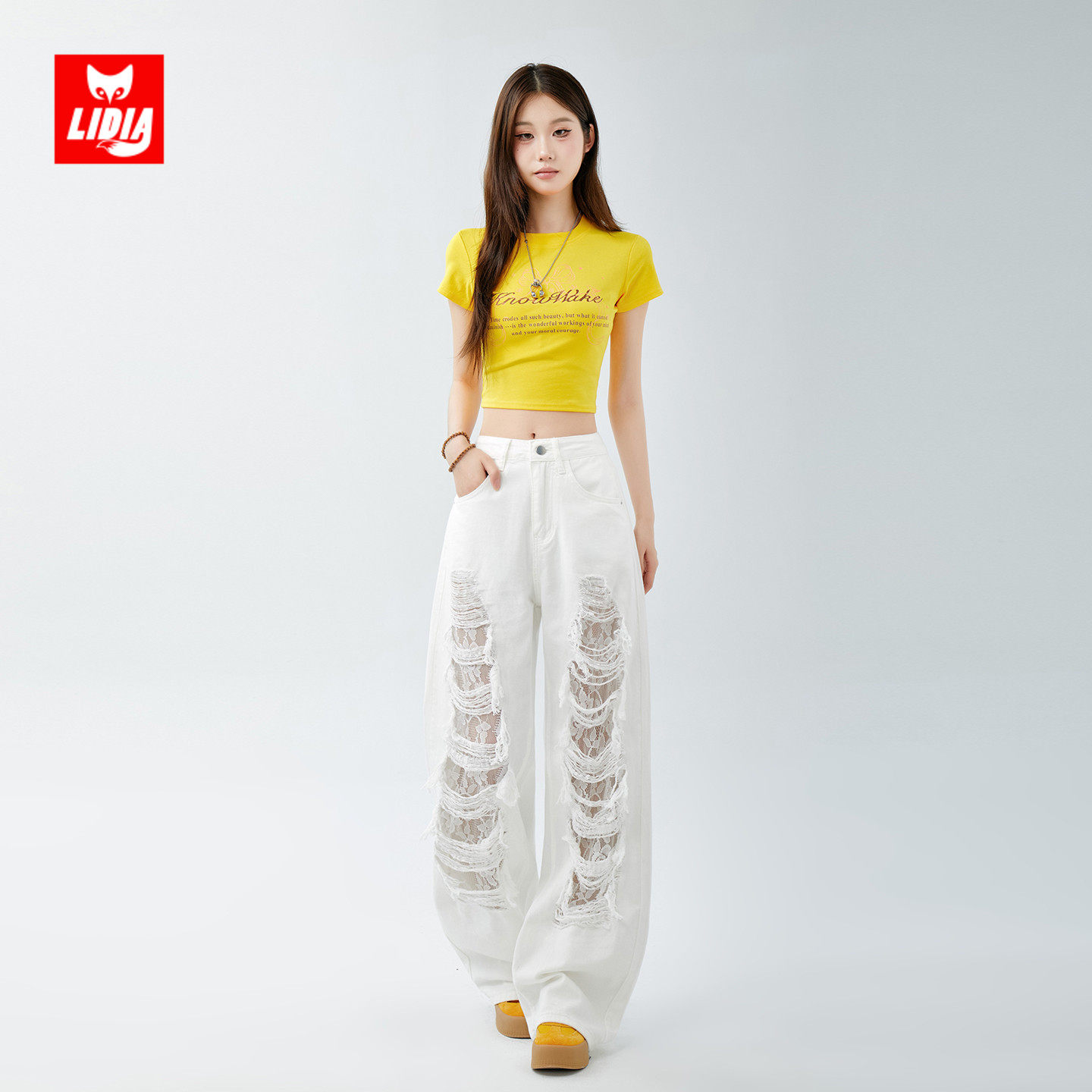 白色蕾丝破洞阔腿牛仔裤女秋冬2025新款高腰宽松显瘦设计感直筒裤,淘宝优惠券,粉丝福利购,淘宝优惠卷