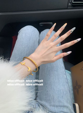 五只镭射小蝴蝶｜黄金色蝴蝶手链轻奢小众网红同款婚饰超闪高保色