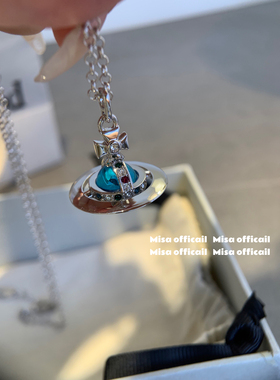 Misa officail｜好心水的湖水蓝～立体土星orb项链小众设计高级感