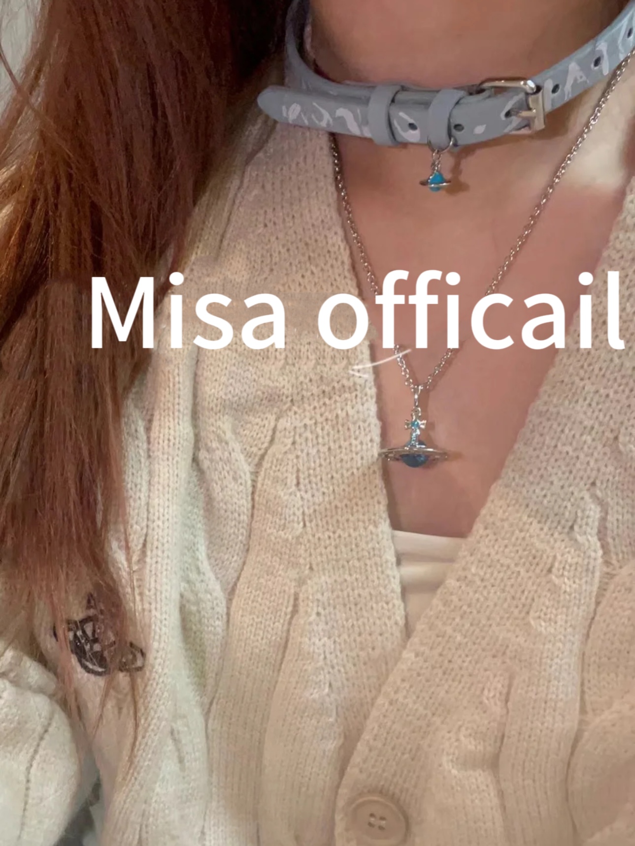 超冰透！Misa officail｜冰川蓝立体土星orb锁骨链毛衣链小众叠戴 - 图1