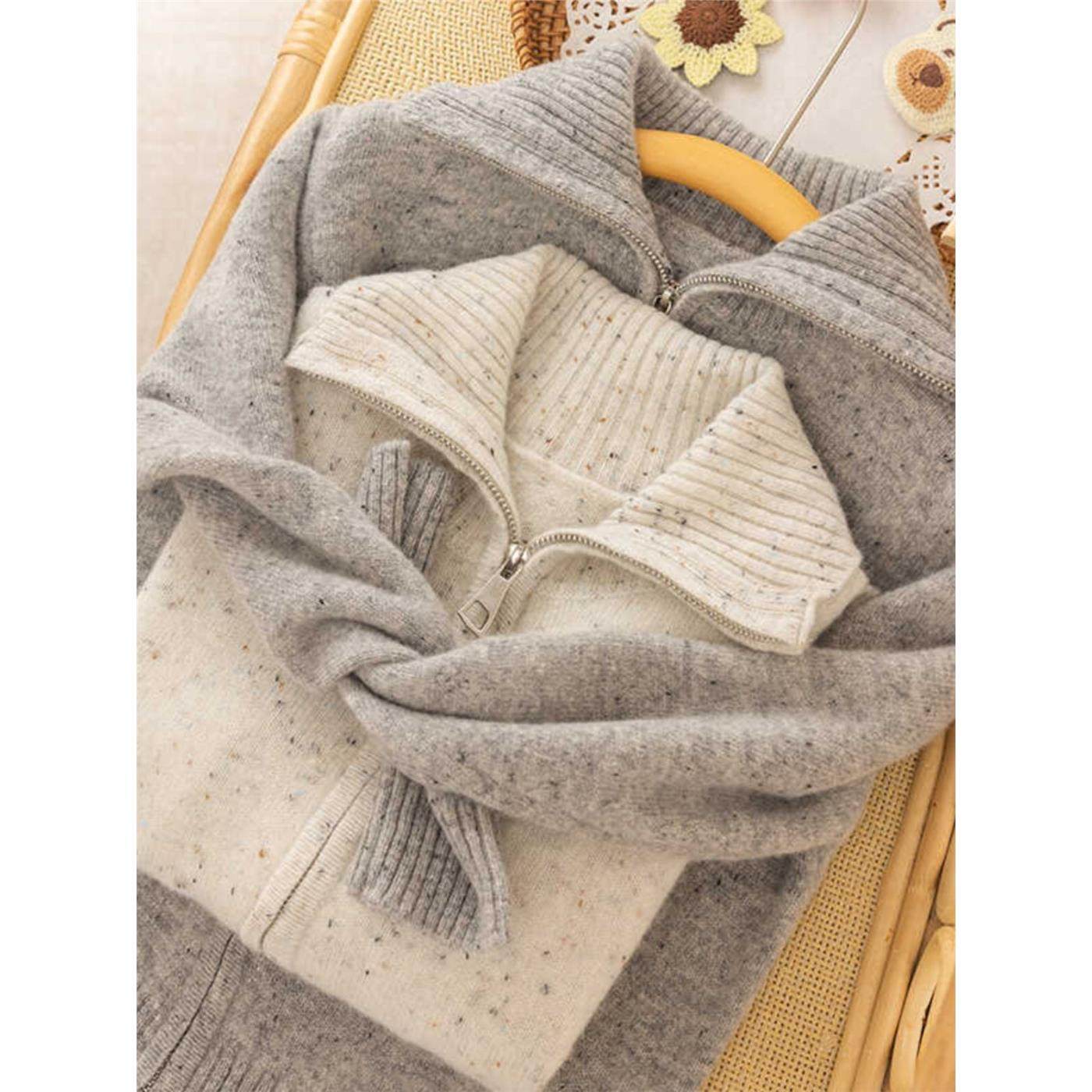 定染花纱100纯羊毛拉炼开衫女加厚毛衣设计感潮流显瘦针织外套,淘宝优惠券,粉丝福利购,淘宝优惠卷