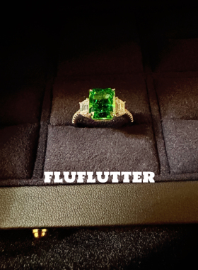 Fluflutter｜馥芙特 祖母绿戒指女纯银彩宝女朋友节日礼物