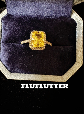 Fluflutter｜馥芙特 宴会黄钻公主方切工大气戒指