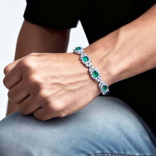 ASAPROCKY欧美嘻哈风高级感轻奢ins潮流复古绿钻手链男女同款手链 - 图2