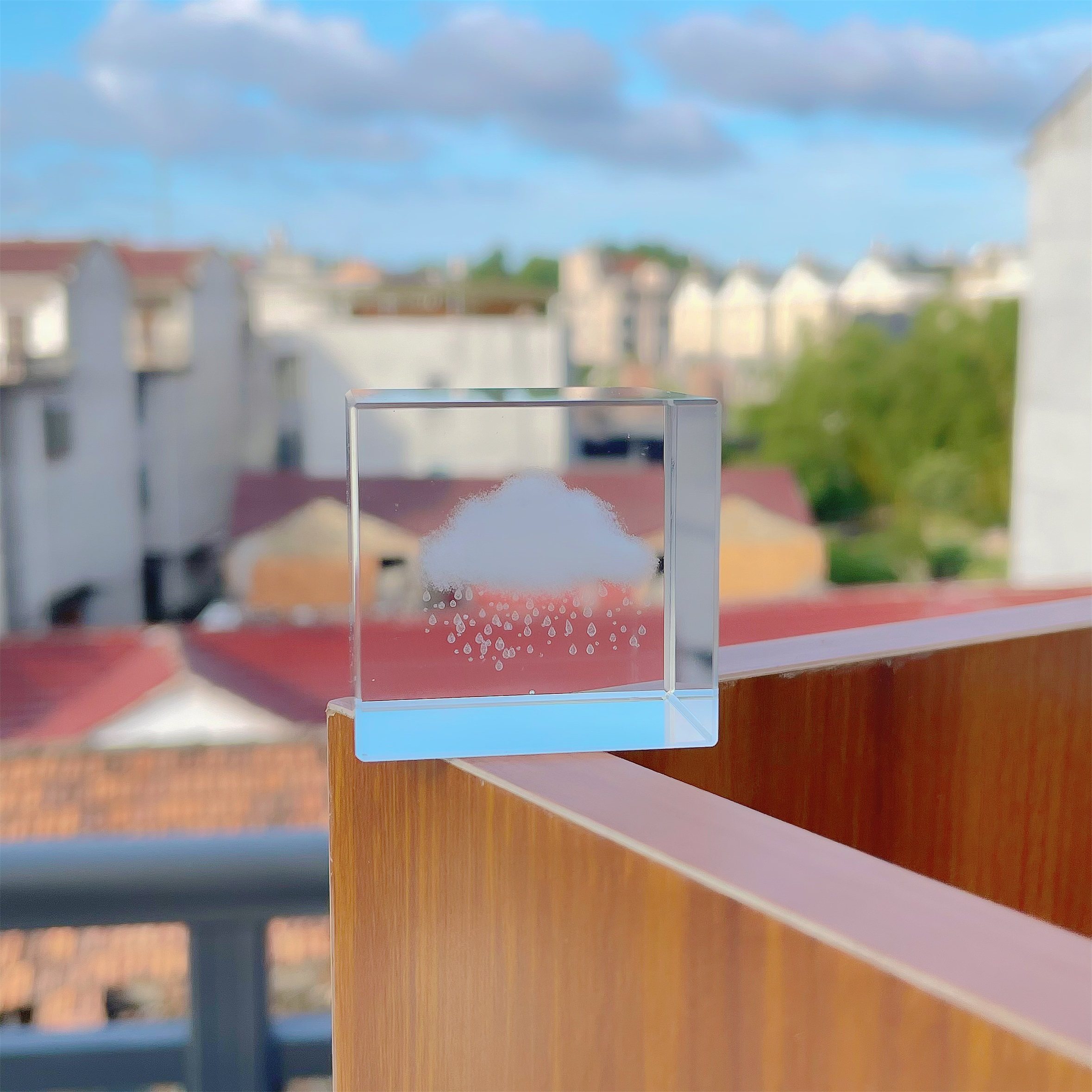 日系治愈小物件下雨的云朵3d水晶立方电脑桌面摆件生日七夕礼物,淘宝优惠券,粉丝福利购,淘宝优惠卷