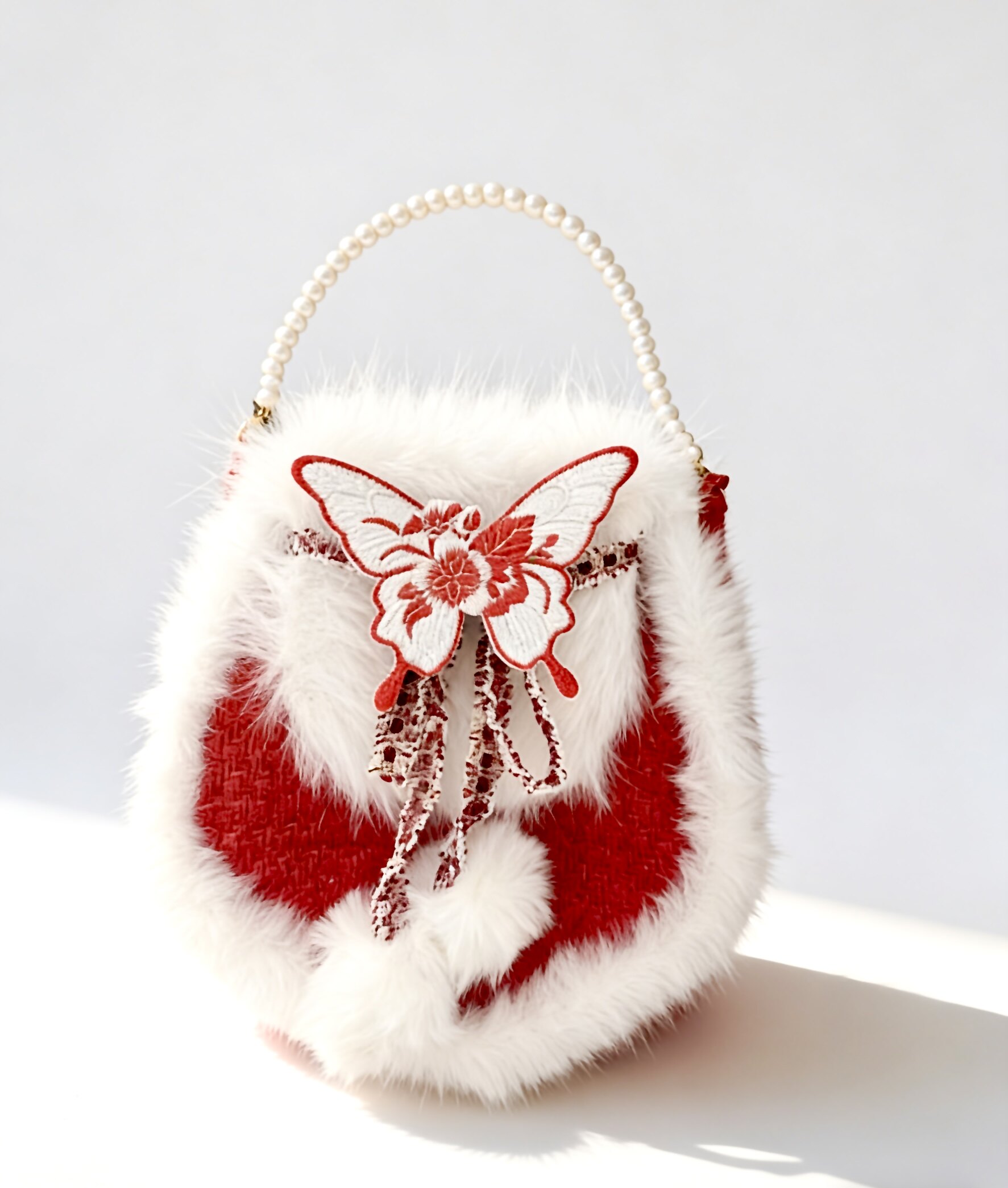 原创汉服斜挎包国风蝴蝶结刺绣包日常百搭毛绒包秋冬新款包,淘宝优惠券,粉丝福利购,淘宝优惠卷