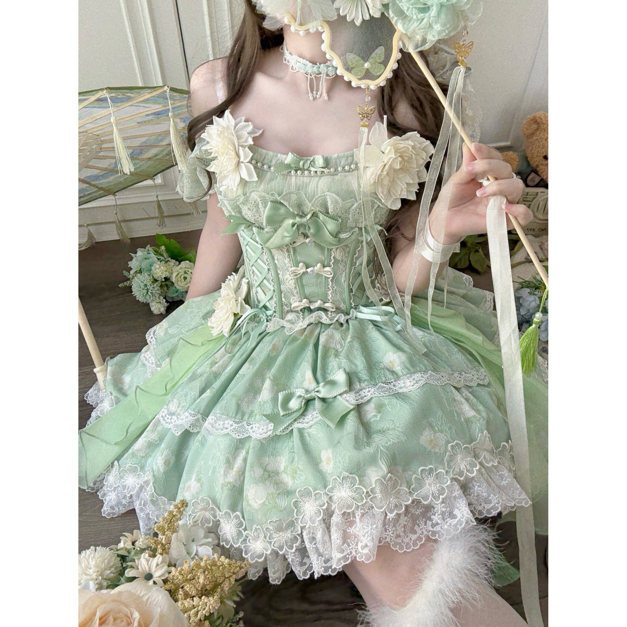 【尾款】一二团中华茉莉分体短款原创印花lolita优雅中华风公主裙,淘宝优惠券,粉丝福利购,淘宝优惠卷