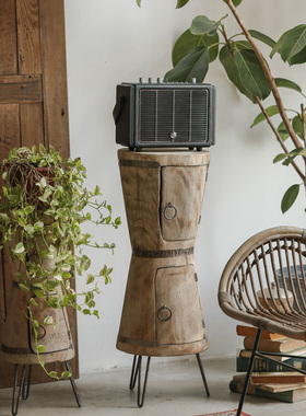 双层漏斗花盆置物柜实p木花架置物架侘寂风落地摆件民宿客厅装饰