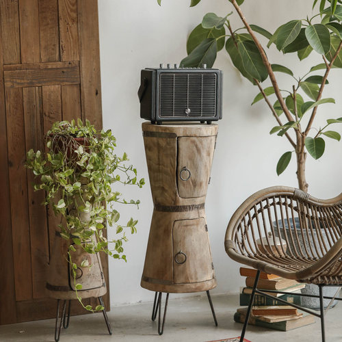 双层漏斗花盆置物柜实木花架置物架侘寂风落地摆件民宿客厅装饰品 - 图2