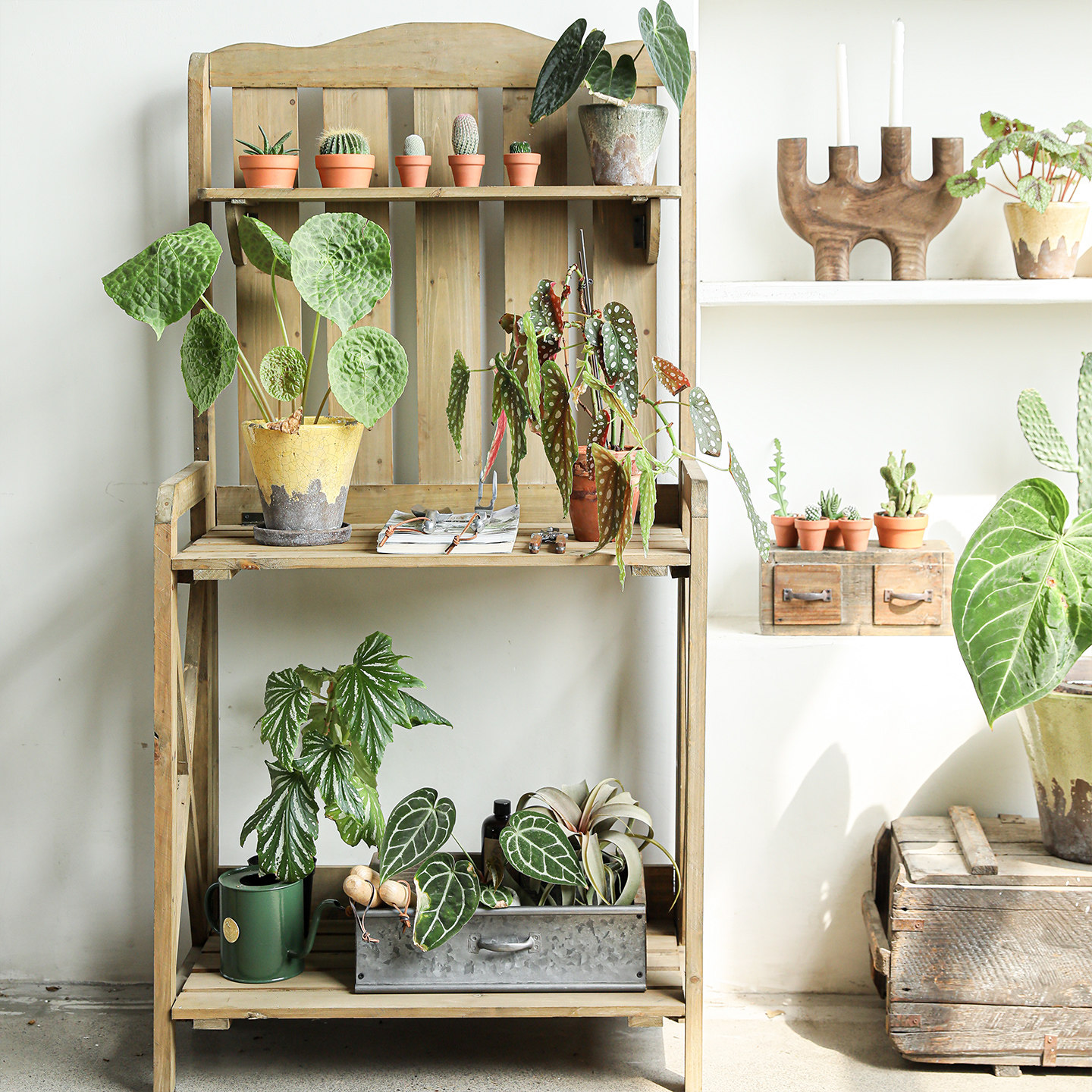 米森园艺操作台折叠实木复古三层花架阳台花园绿植盆栽落地置物架,淘宝优惠券,粉丝福利购,淘宝优惠卷