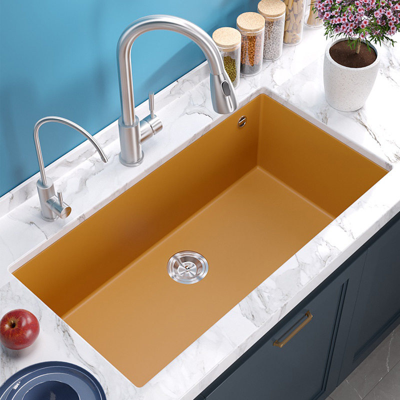 德国迈锐博石英石水槽花岗岩红色单槽台下盆洗碗槽厨房彩色大370