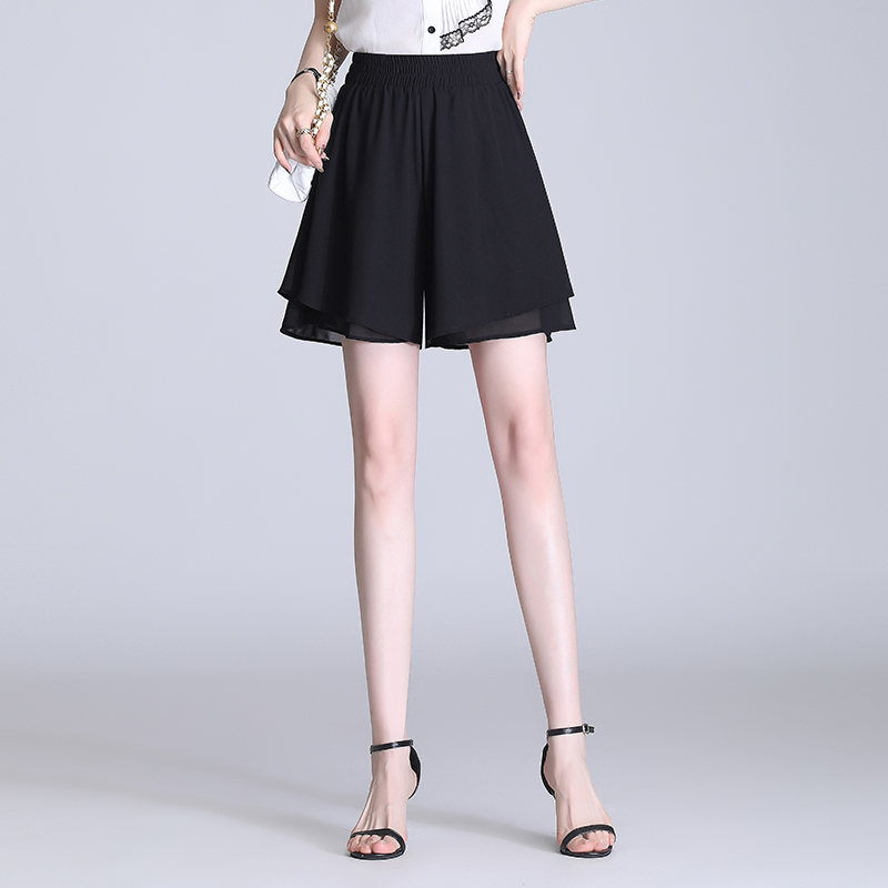 夏季高腰雪纺宽松休闲五分裤阔腿裤 麦卡莎休闲裤