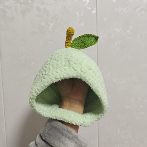 手工编织DIY苹果帽毛线钩针材料包保暖护耳帽绒绒线帽子周岁礼物 - 图1