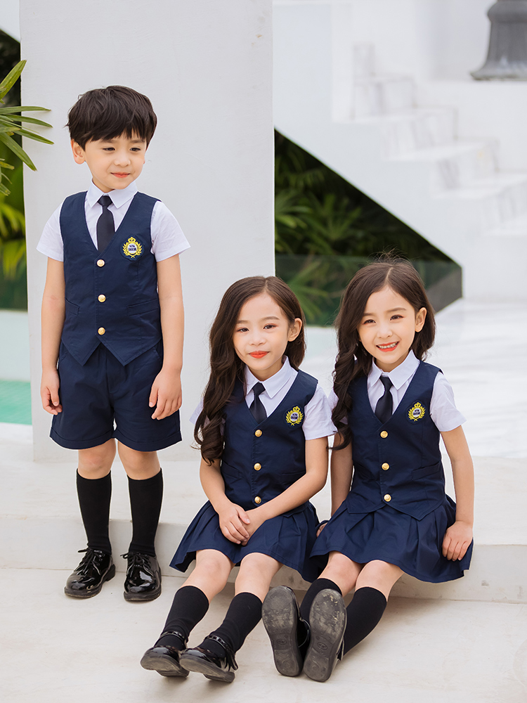 幼儿园毕业照服装英伦学院风夏季园服儿童班服小学生校服拍照衣服 - 图0