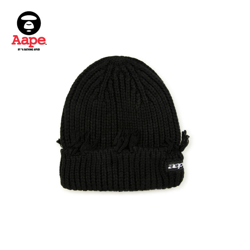 Aape旗舰店配饰字母刺绣做旧毛边潮流休闲针织帽冷帽5289XXN,淘宝优惠券,粉丝福利购,淘宝优惠卷