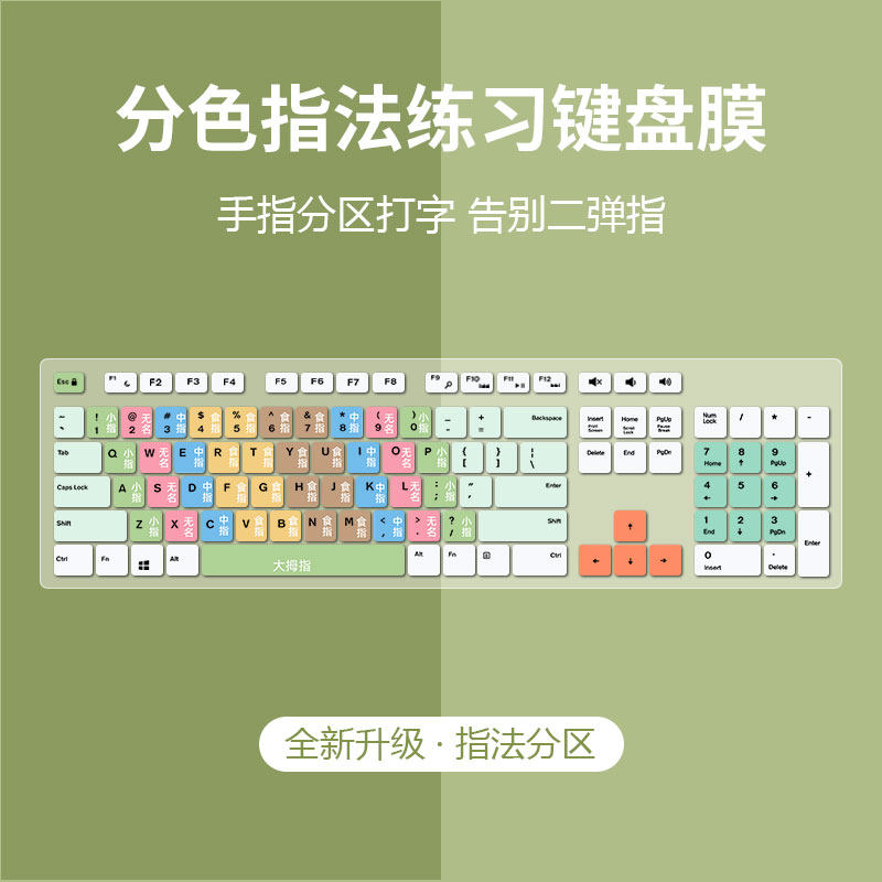 打字练习盲打快速学习键位零基础键盘膜笔记本台式电脑颜色分区贴