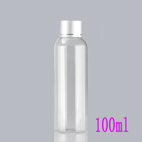 厂家直销现货100MLPET白色透明黑色亚银切线电化铝盖塑料瓶誉装 - 图1