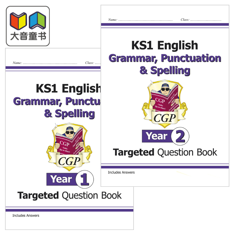 英国CGP原版 KS1 English Targeted Practice&Question Book 英国小学英语书写自然拼读语法阅读练习包多组合 6-7岁 - 图0