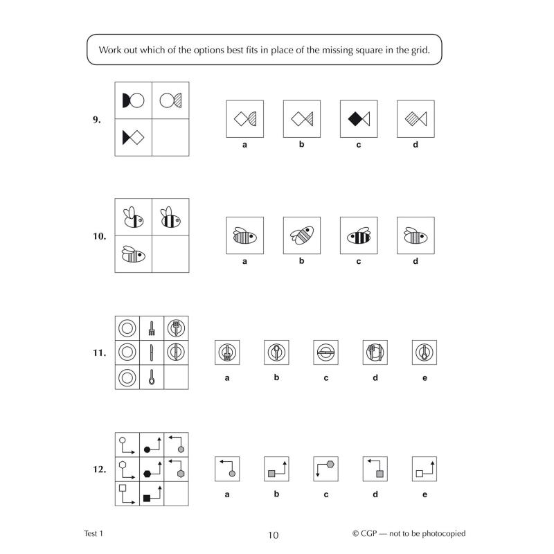 英国CGP 11+ CEM 10-Minute Tests: Non-Verbal Reasoning - Ages 8-9 (with Online Edition) 大音 - 图3