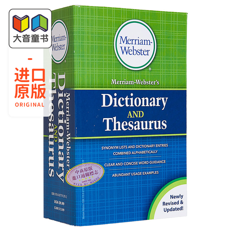 韦氏词典和同义词表 2020年版Merriam-Websters Dictionary and Thesaurus 2020 英文原版英语字典 进口参考工具书 大音 - 图0