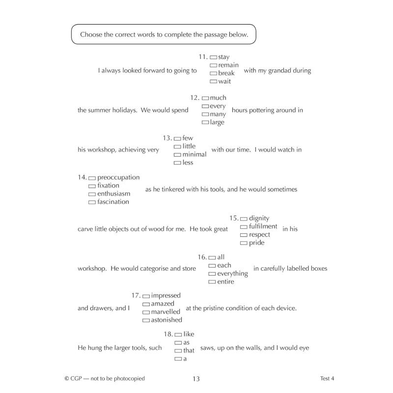 英国CGP 11+ CEM 10-Minute Tests: Verbal Reasoning Cloze - Ages 10-11 Book 1 with Online Ed 大音 - 图1