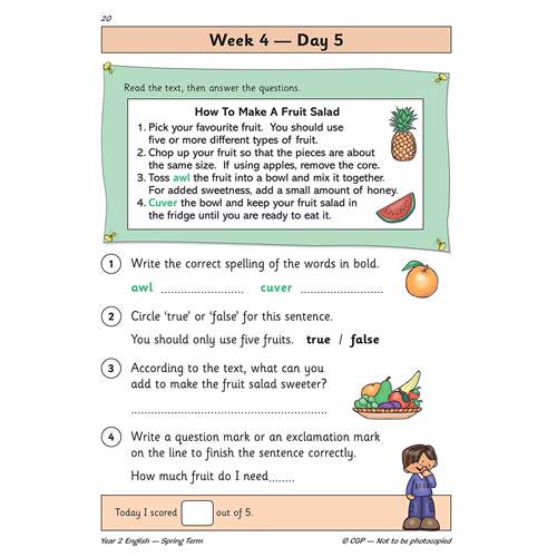 英国CGP原版教材 Daily Practice Book English Phonics Spelling KS1 Grade 1-2 年级 英语拼读拼写日常练习册多学科组合英文原版 - 图2