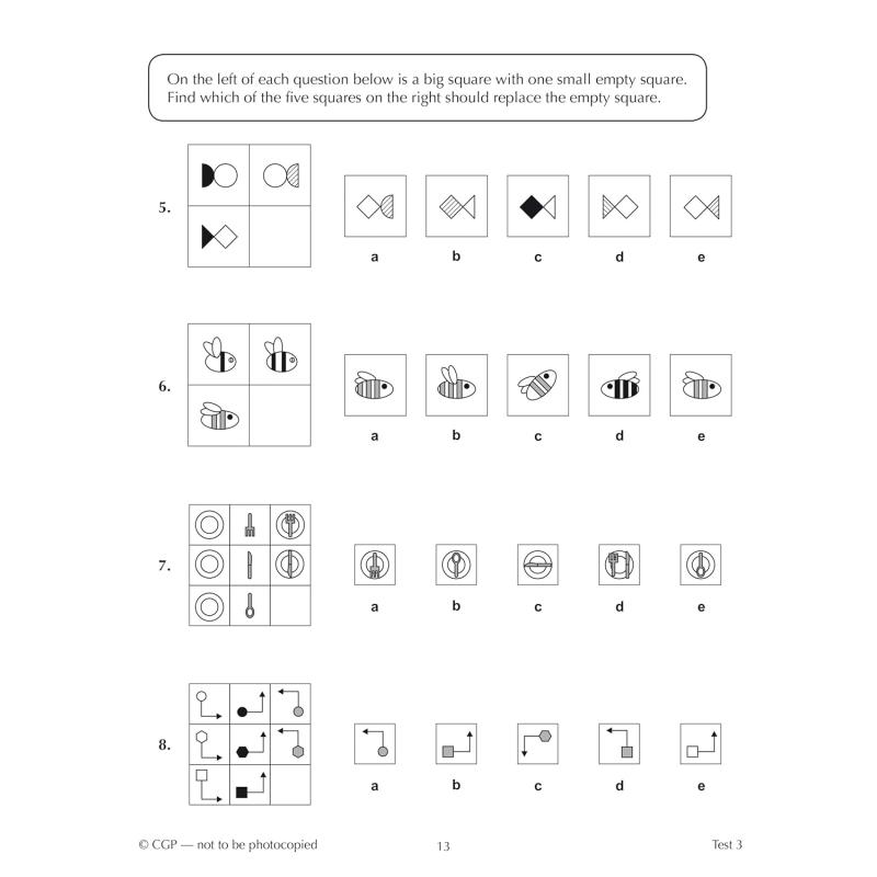 英国CGP 11+ GL 10-Minute Tests: Non-Verbal Reasoning - Ages 8-9 (with Online Edition) 大音 - 图2