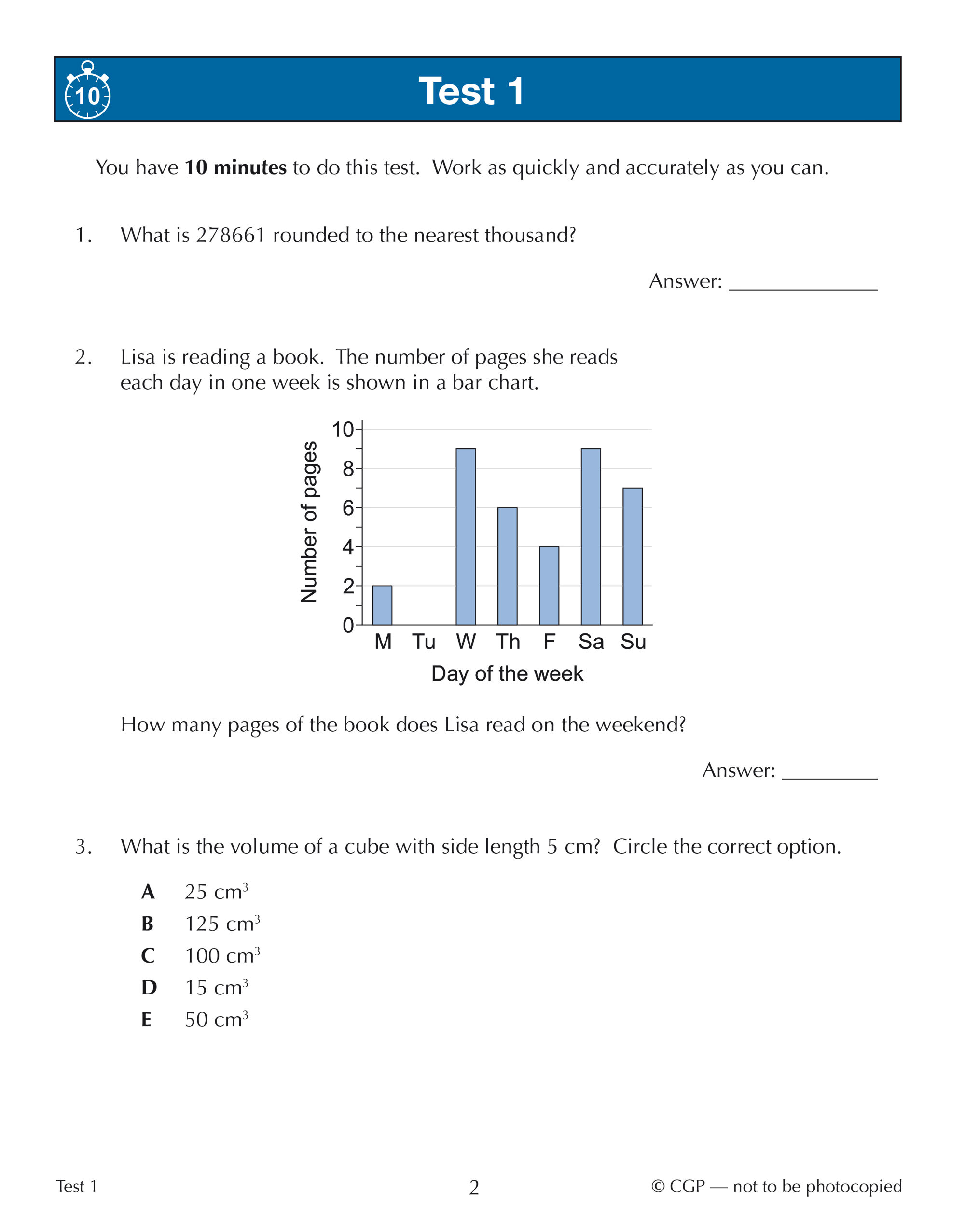 英国CGP原版 11+ GL 10分钟小测多组合 Maths NVR NR 10-Minute Tests小学3-6年级小升初趣味练习思维培养7-11岁附在线版有答案-图3