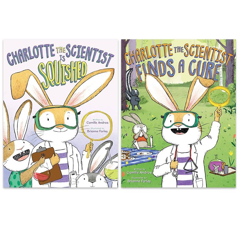 Charlotte the Scientist 1-2 科学家夏洛兔系列STEM绘本2册套装 Finds a Cure is squished 英文原版故事图画书 大音 - 图0