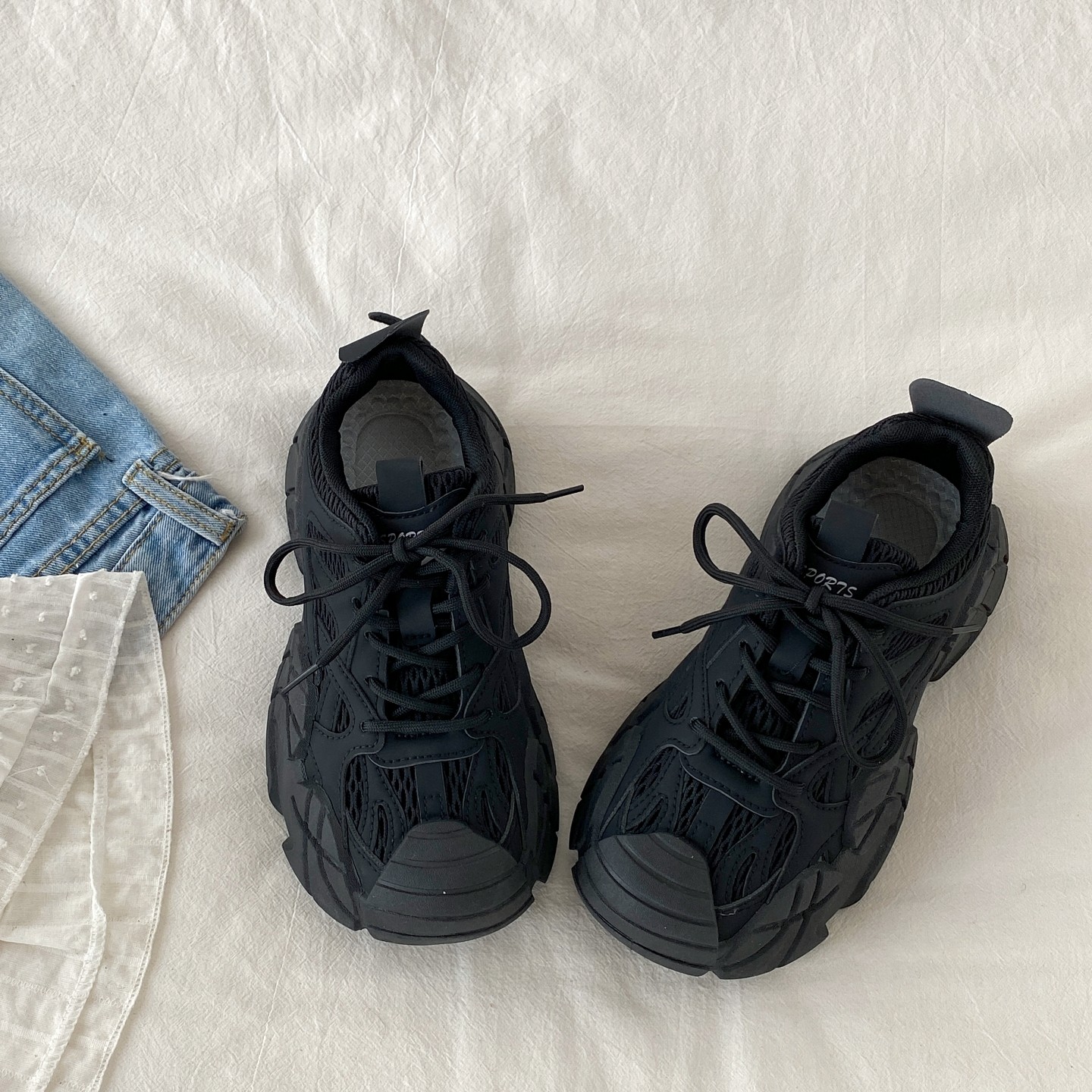 喜叔黑色小众厚底增高老爹鞋女2025新款秋季复古休闲运动鞋登山鞋,淘宝优惠券,粉丝福利购,淘宝优惠卷