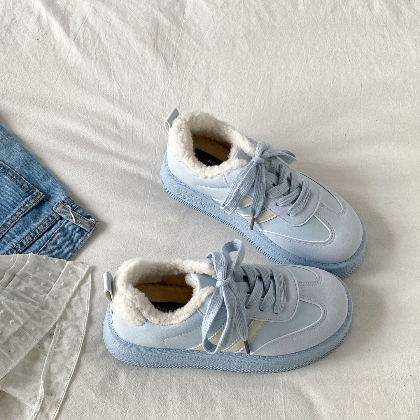 喜叔冬季加绒厚底黑色德训鞋女款百搭保暖二棉鞋复古休闲运动板鞋,淘宝优惠券,粉丝福利购,淘宝优惠卷