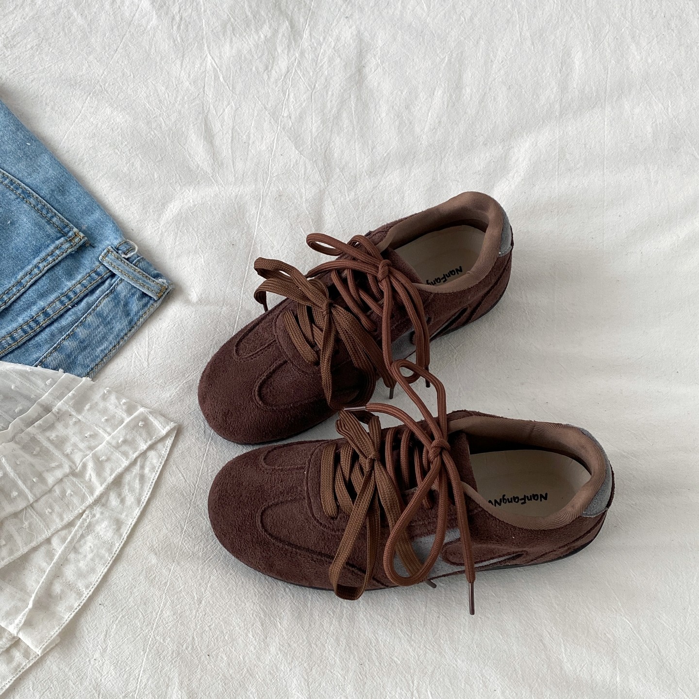 喜叔 复古灰色小众德训鞋女ins潮百搭阿甘鞋平底休闲运动鞋赛车鞋,淘宝优惠券,粉丝福利购,淘宝优惠卷