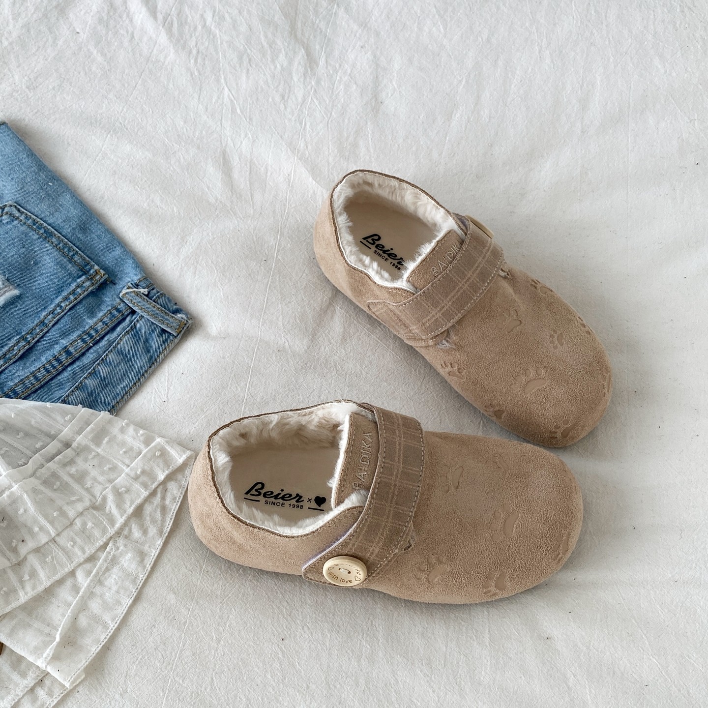 喜叔一脚蹬保暖加绒勃肯鞋女2025新款冬季毛毛鞋外穿全包穆勒棉鞋,淘宝优惠券,粉丝福利购,淘宝优惠卷